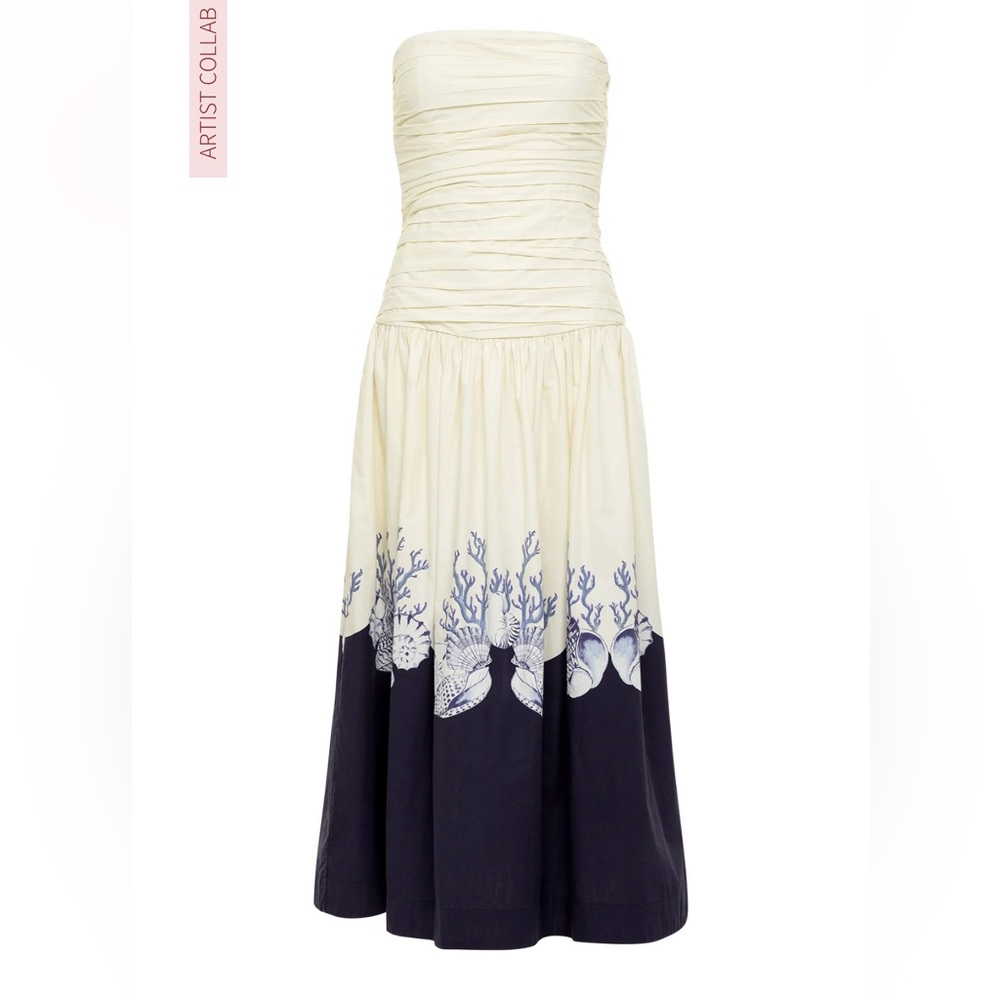 Carolina K Malla Strapless Drop-Waist Midi Dress - New with Tags - Picture 2 of 8